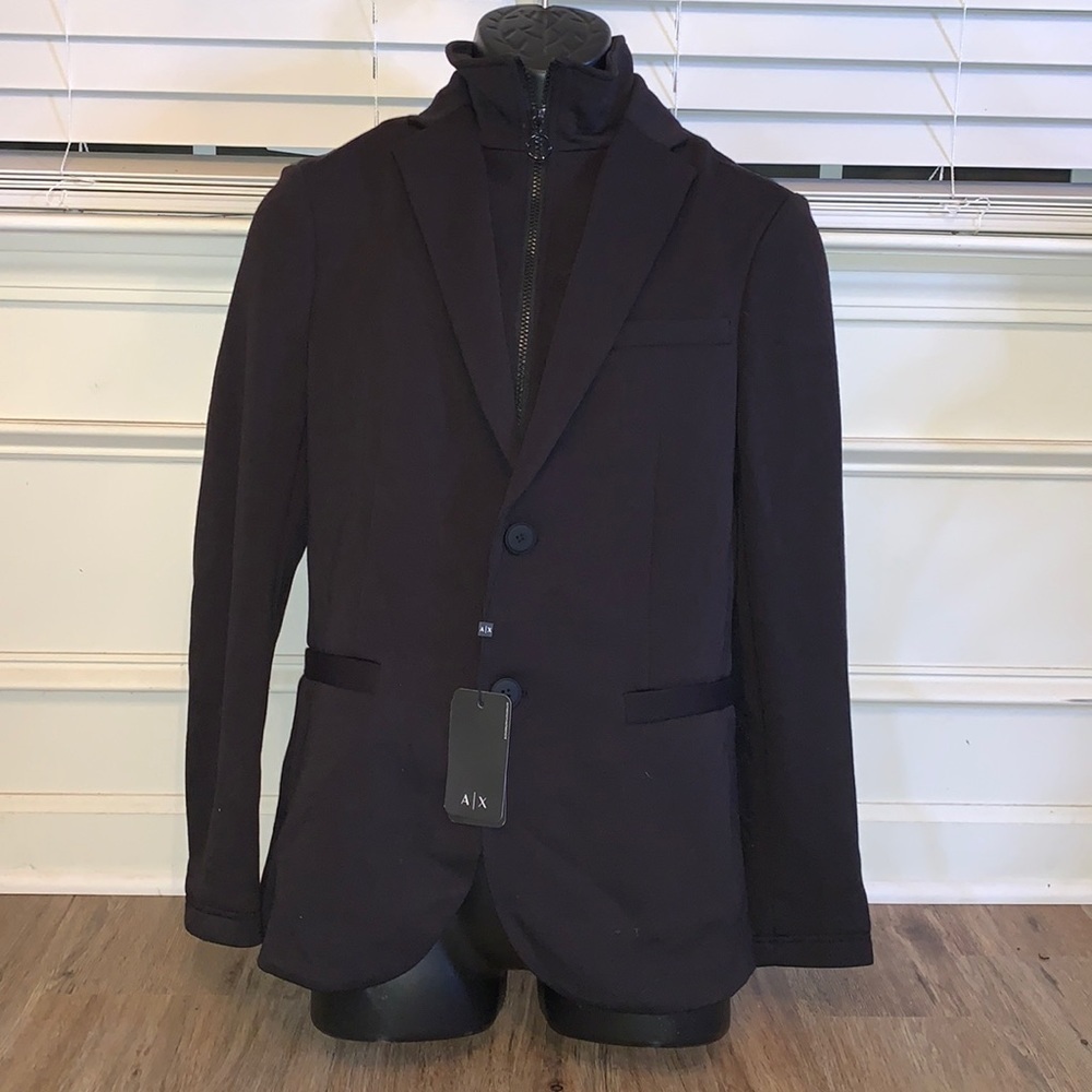 NWT AX Armani Exchange black blazer sweatshirt -S - Picture 2 of 6